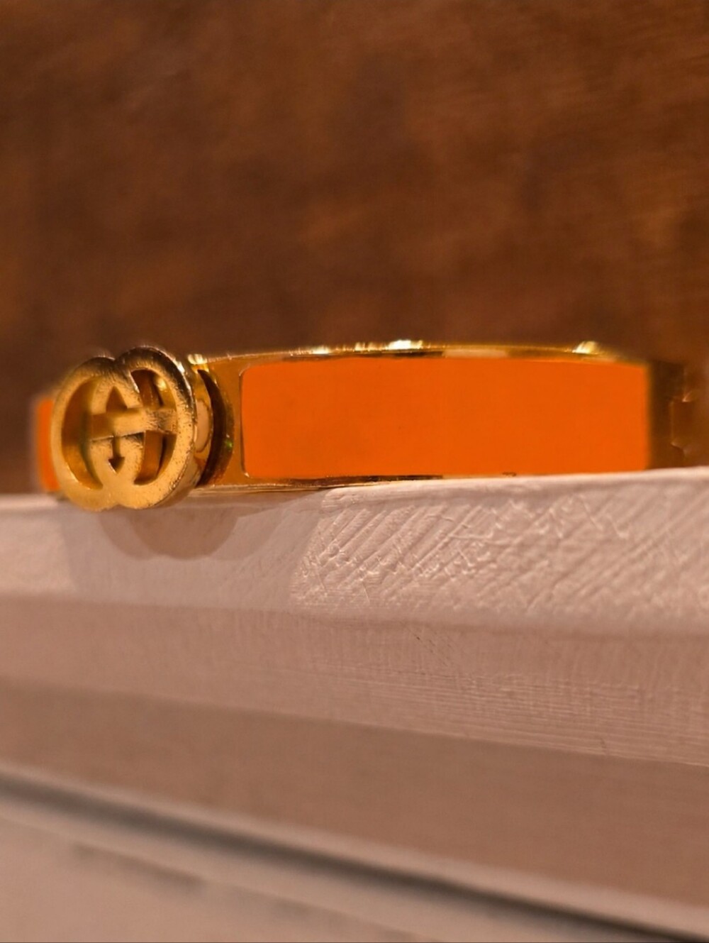 Elegant Orange And Gold Tone Bracelet With GG Logo - Picture 5 of 5